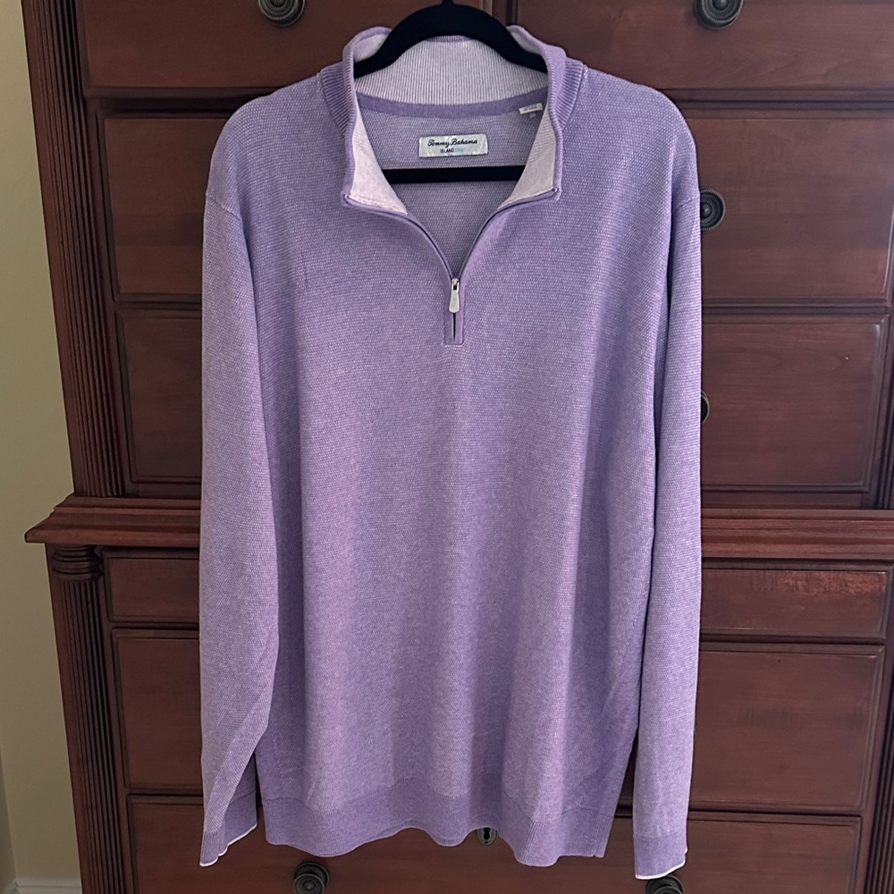 Tommy Bahama Purple Zip-Up Men's Sweater